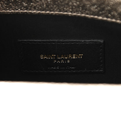 Saint Laurent Grain De Poudre Matelasse Chevron Monogram Envelope Chain Wallet Gold 5 of 11