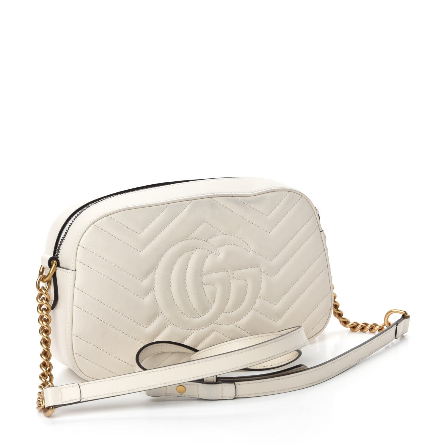 Gucci Calfskin Matelasse Animal Studs Small GG Marmont Chain Shoulder Bag White 3 of 11