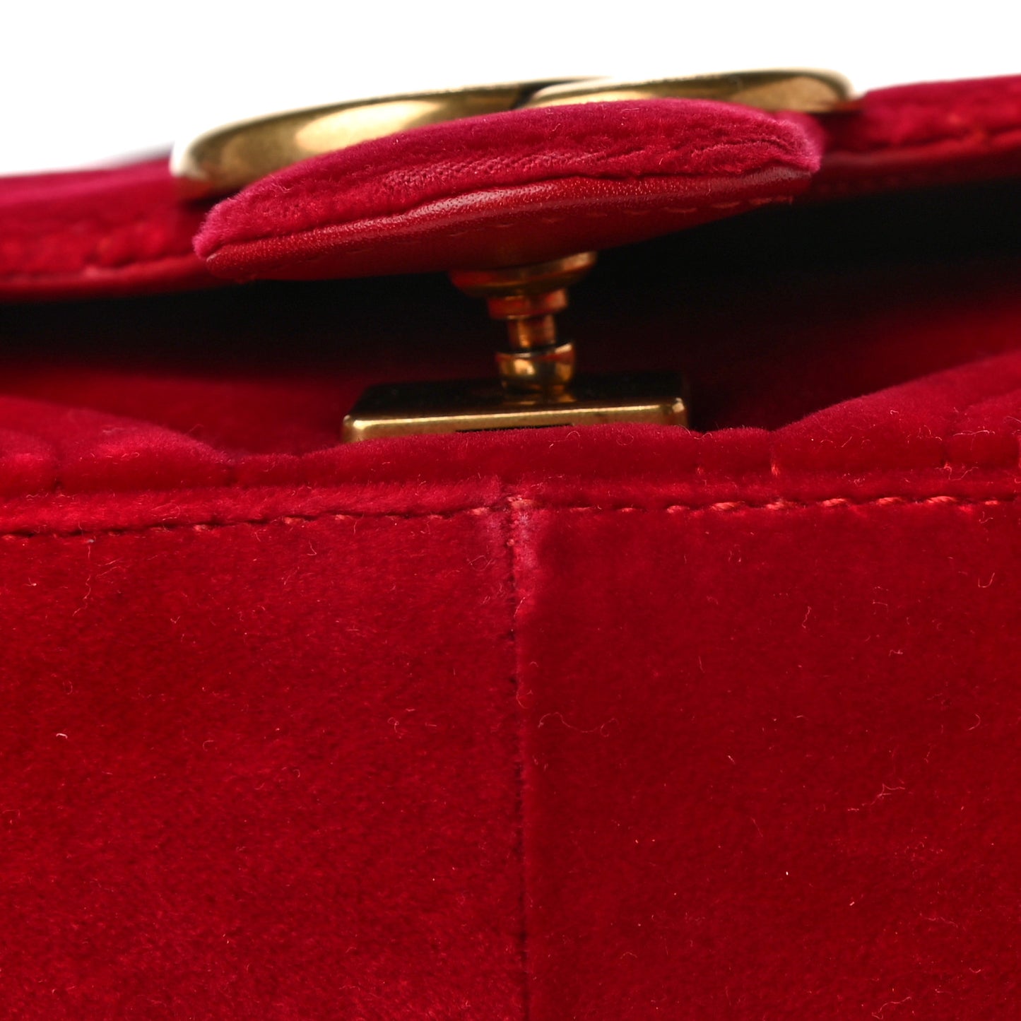Velvet Matelasse Mini GG Marmont Shoulder Bag Hibiscus Red
