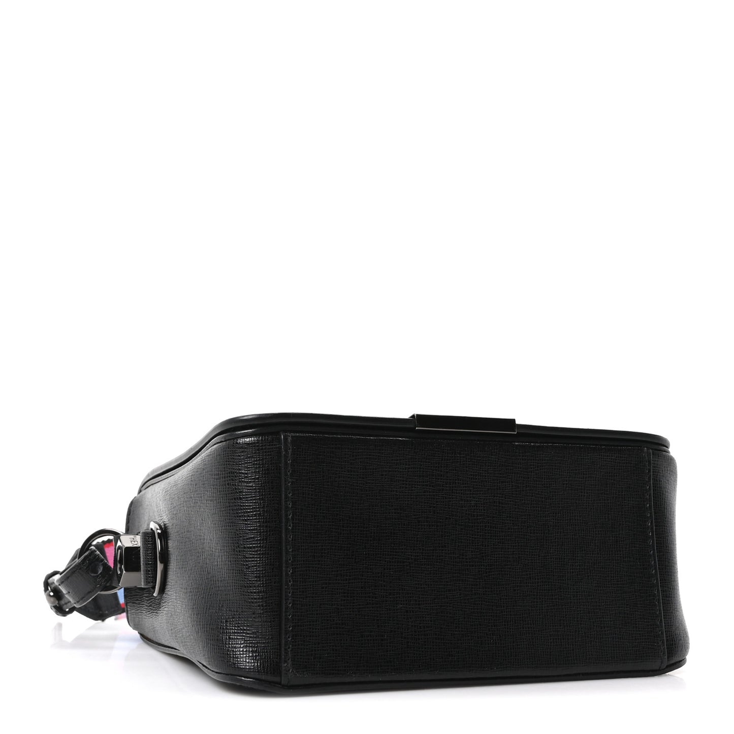 Saffiano Striped Mini Diag Binder Clip Bag Black White Indus