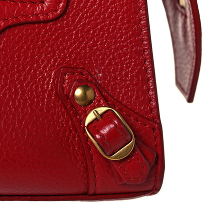 Balenciaga Grained Calfskin Neo Classic Gold Hardware Nano City Crossbody Medium Red 13 of 15