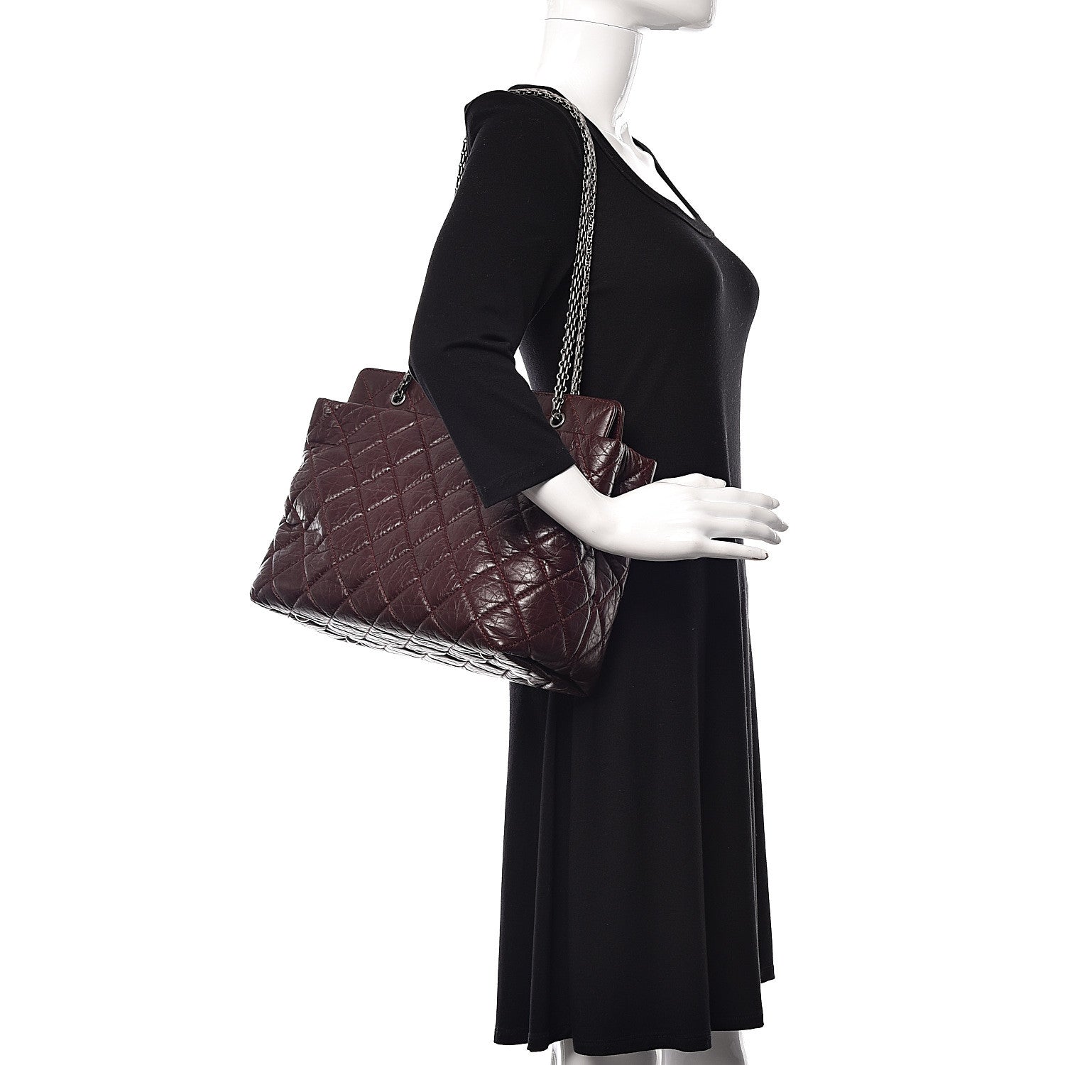 Chanel Aged Calfskin Reissue 2.55 Tote Burgundy 2 of 10