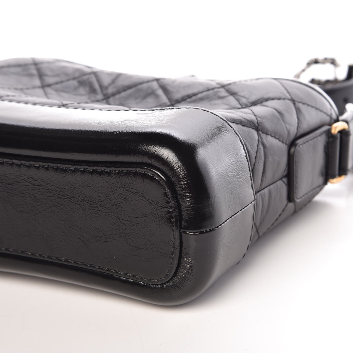 Aged Calfskin Quilted Small Gabrielle Hobo Black