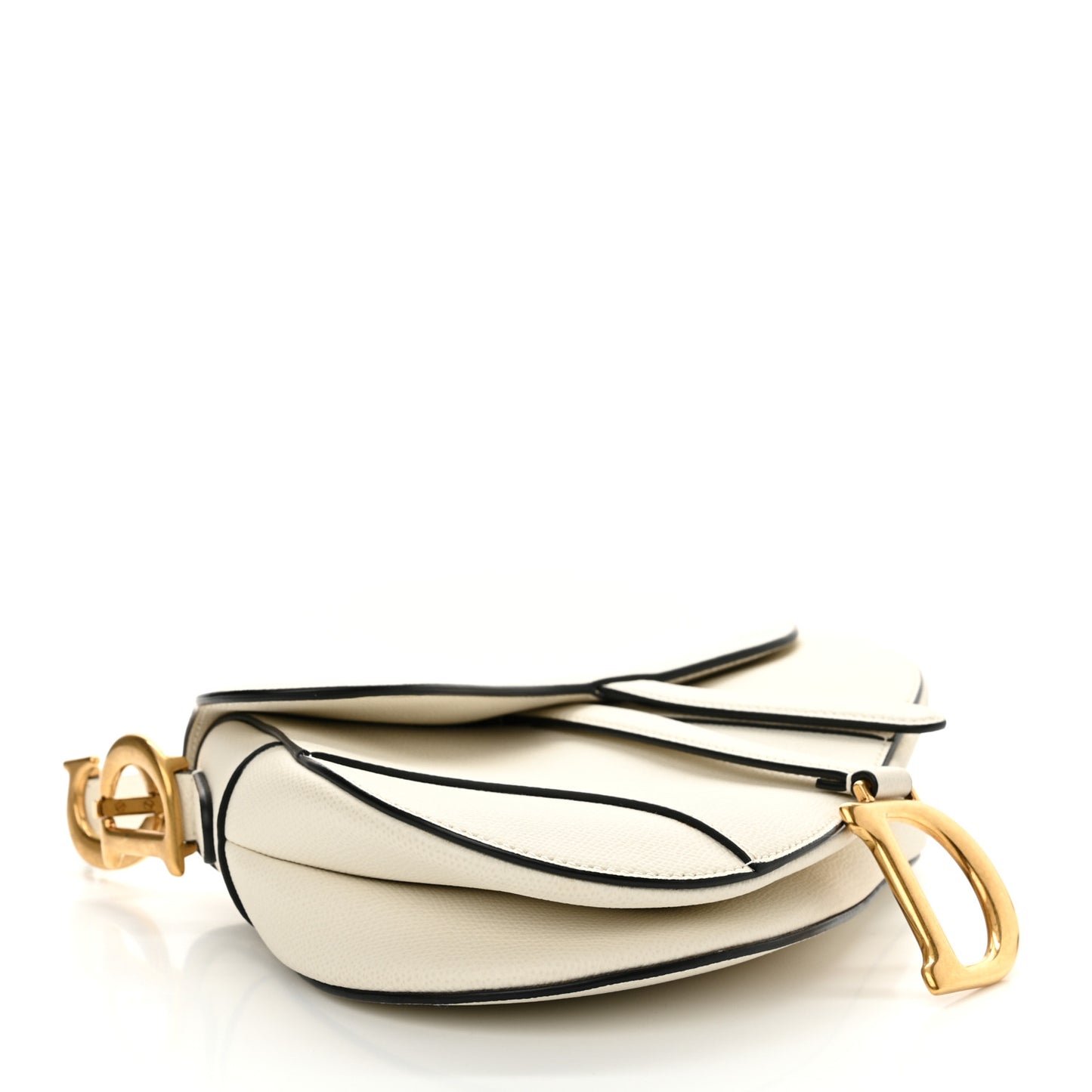 Grained Calfskin Saddle Bag White