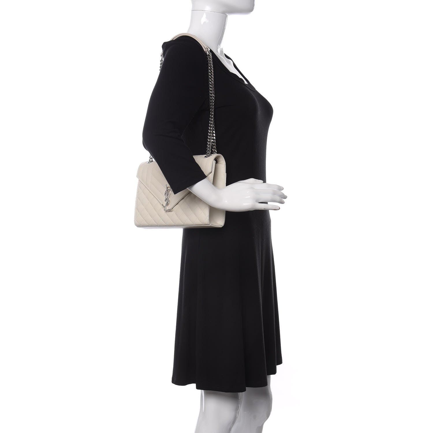 Saint Laurent Grain De Poudre Textured Mixed Matelasse Medium Triquilt Monogram Satchel Porcellana 2 of 10