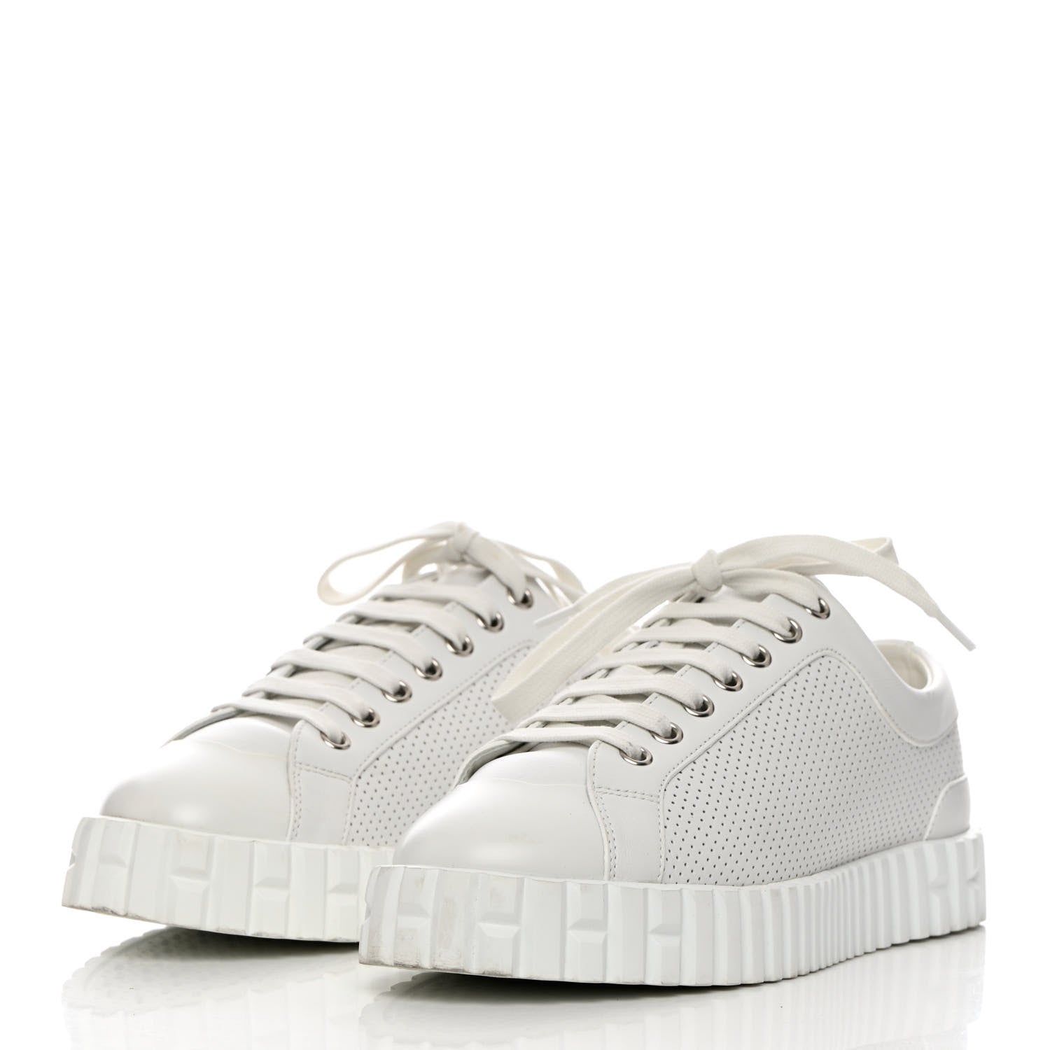 Hermes Perforated Calfskin Cross Sneakers 36 White 3 of 12