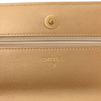 Chanel Metallic Goatskin Quilted Chanel 19 Wallet On Chain WOC Gold 6 of 13