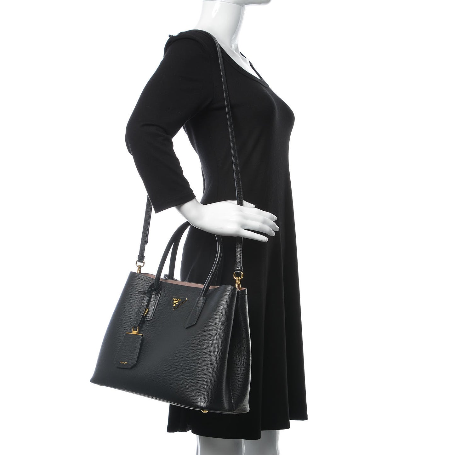 Saffiano Cuir Large Double Bag Black Cipria