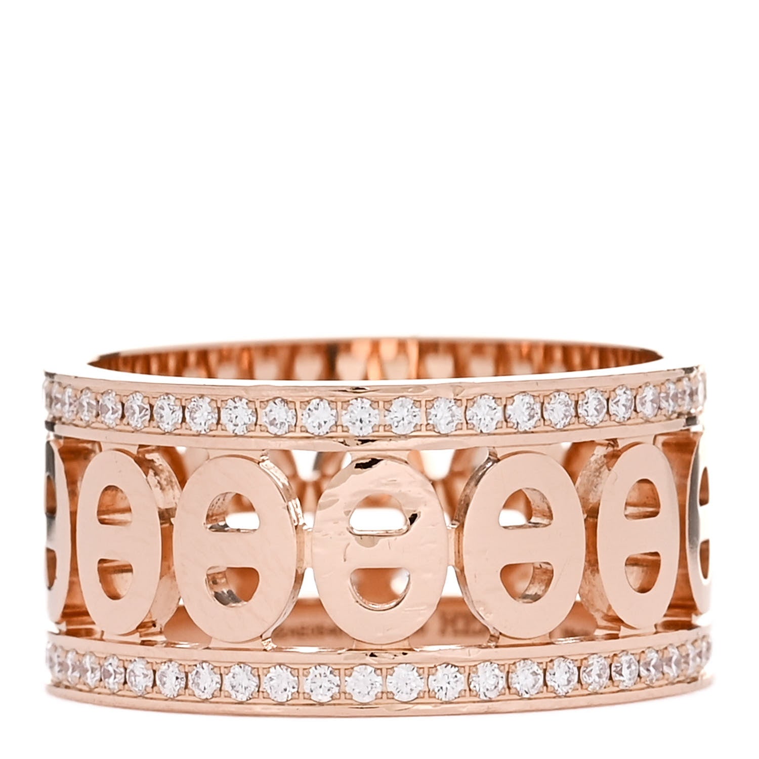 Hermes 18K Rose Gold Diamond PM Chaine d'Ancre Divine Ring 50 5.25 3 of 5