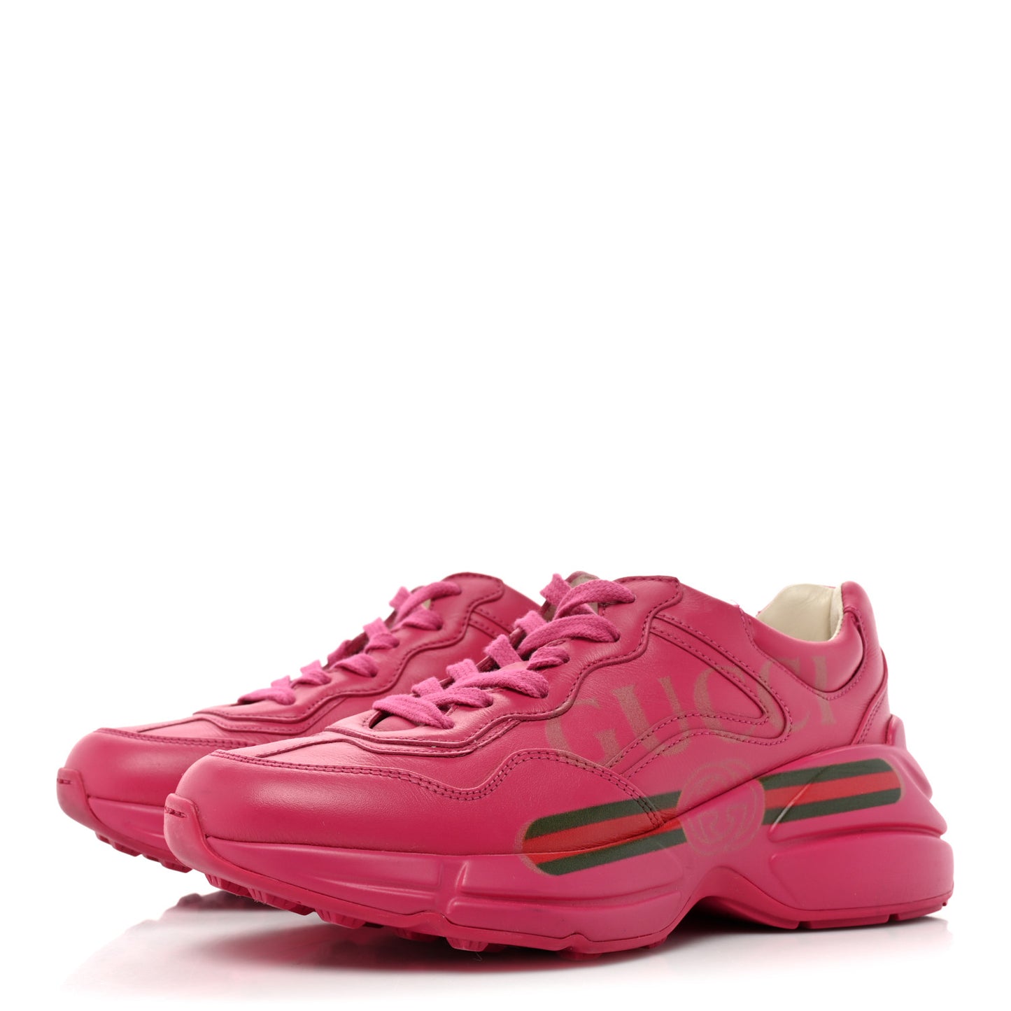 Calfskin Logo Womens Rhyton Sneakers 35 Box Pink