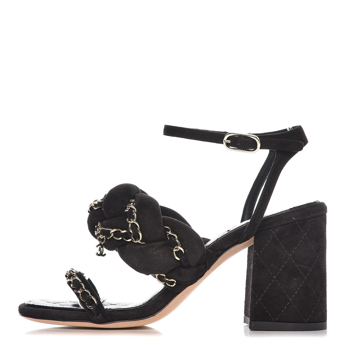 Kid Suede Chain Braided Sandals 36 Black