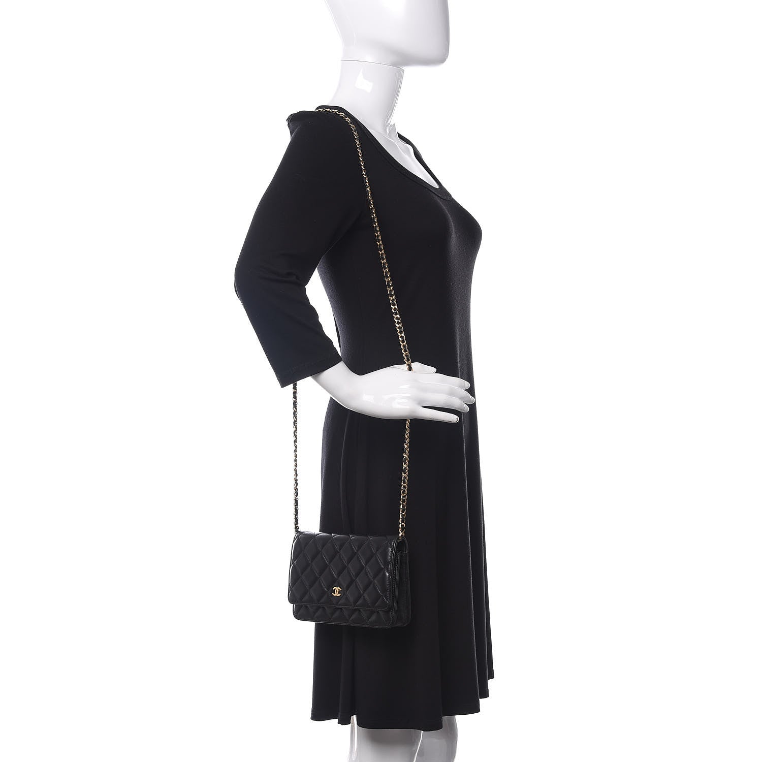 Chanel Lambskin Quilted Wallet On Chain WOC Black 2 of 13