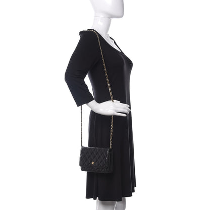 Chanel Lambskin Quilted Wallet On Chain WOC Black 2 of 13