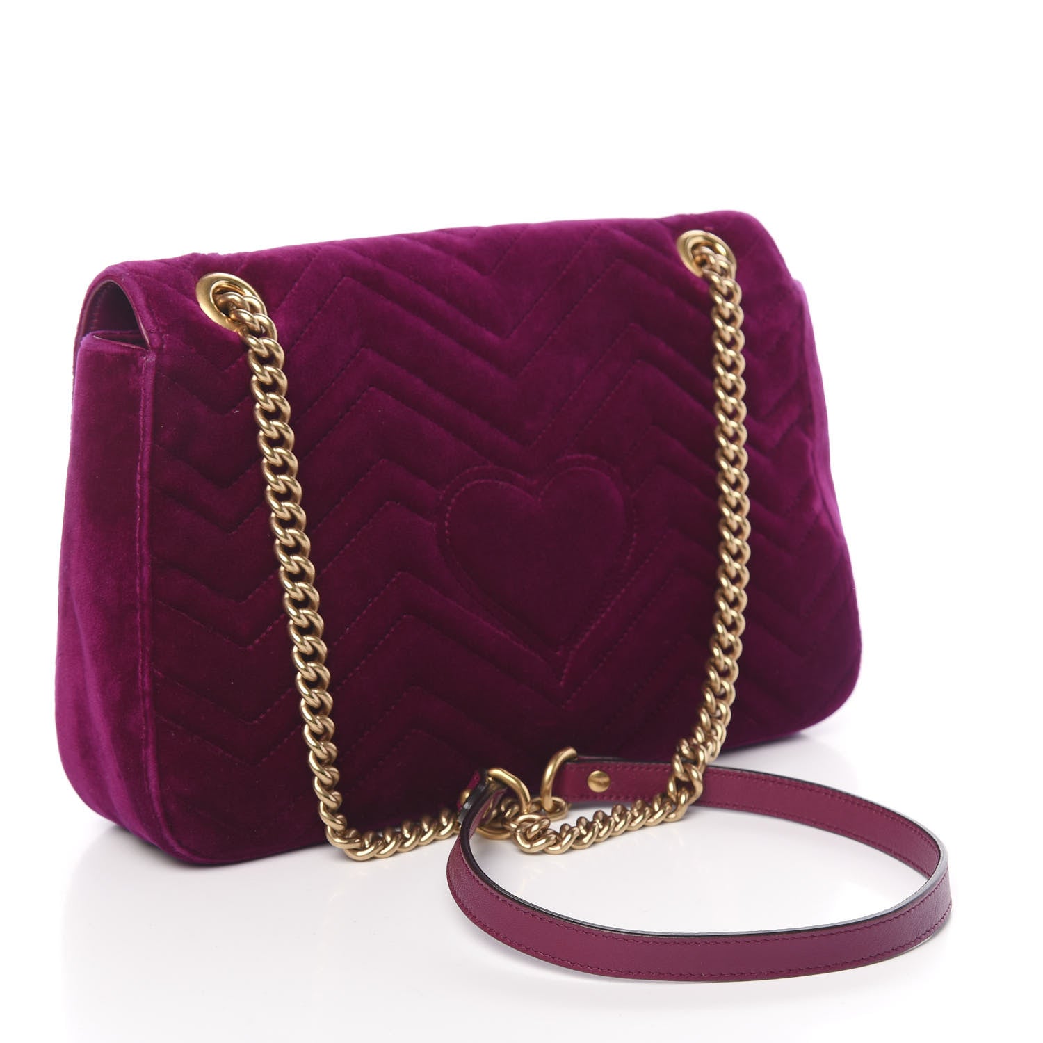 Gucci Velvet Matelasse Medium GG Marmont Shoulder Bag Fuchsia Violet Cyclamen 3 of 11