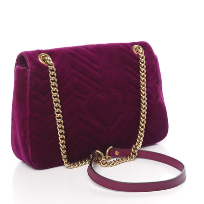 Gucci Velvet Matelasse Medium GG Marmont Shoulder Bag Fuchsia Violet Cyclamen 3 of 11