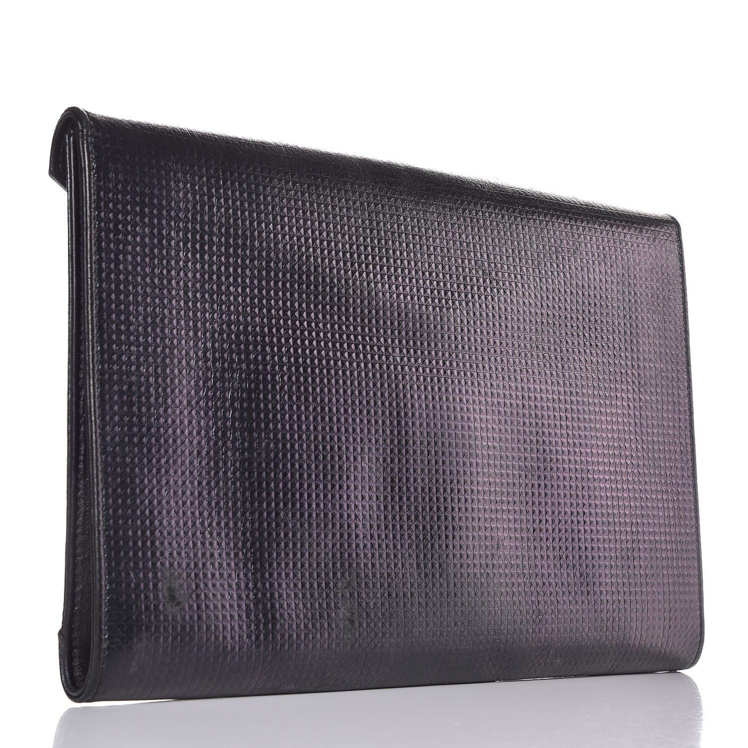 Chanel Metallic Lambskin Embossed Envelope Clutch Black 3 of 11