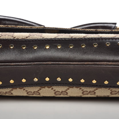 Gucci Monogram Studded Large Horsebit Clutch Dark Brown 11 of 15