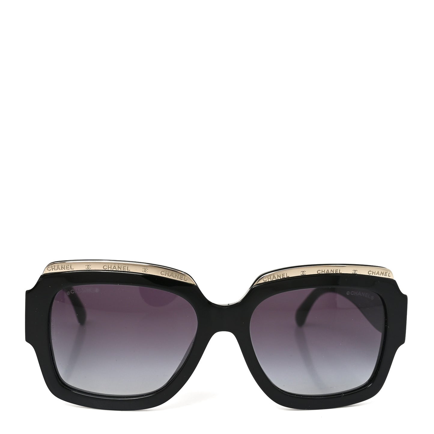 Acetate Rectangle Logo Sunglasses 71506A Black Gold