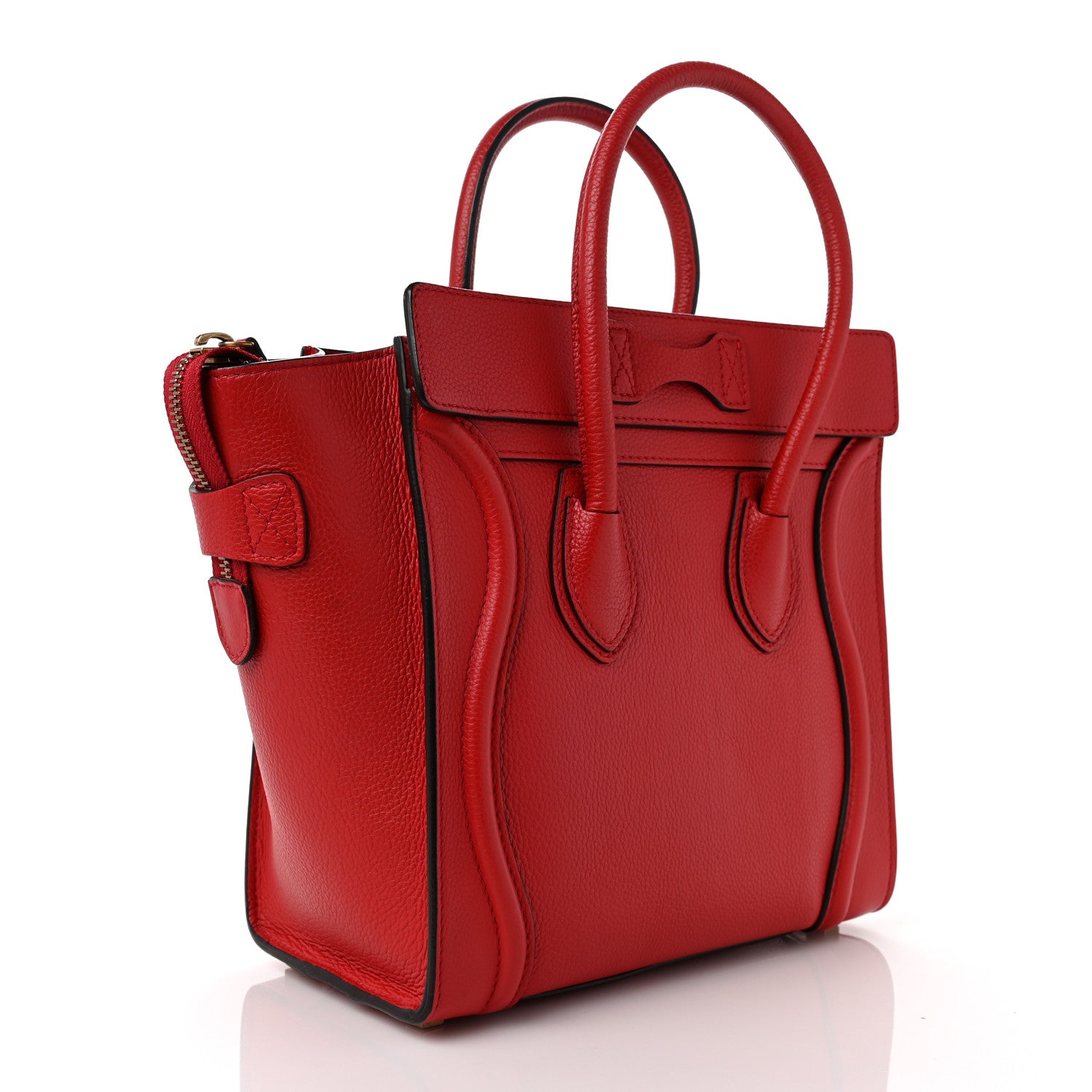 Celine Drummed Calfskin Micro Luggage Coquelicot 3 of 9