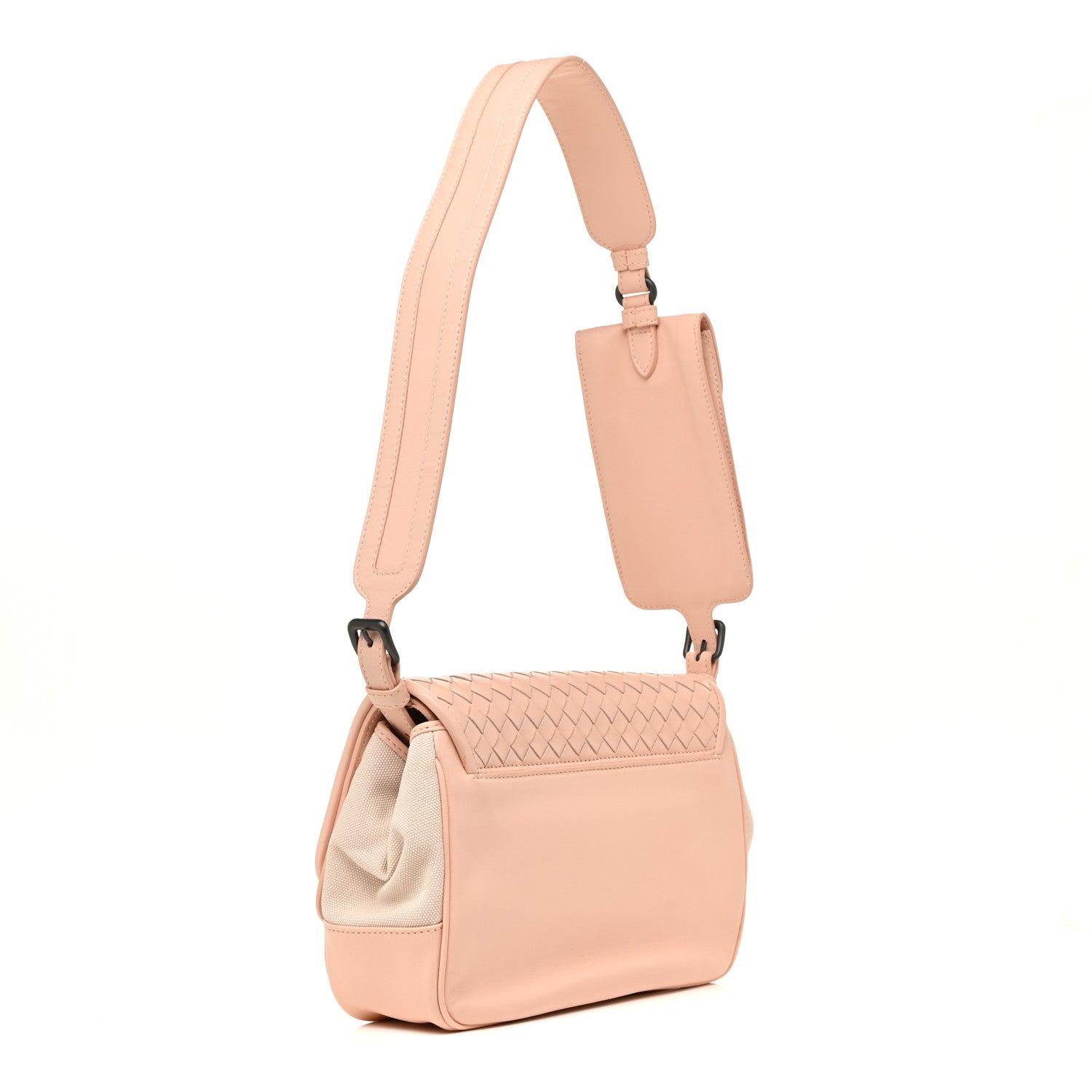 Bottega Veneta Nappa Intrecciato Canvas Safari Flap Shoulder Bag Flamingo 2 of 14