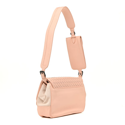 Bottega Veneta Nappa Intrecciato Canvas Safari Flap Shoulder Bag Flamingo 2 of 14