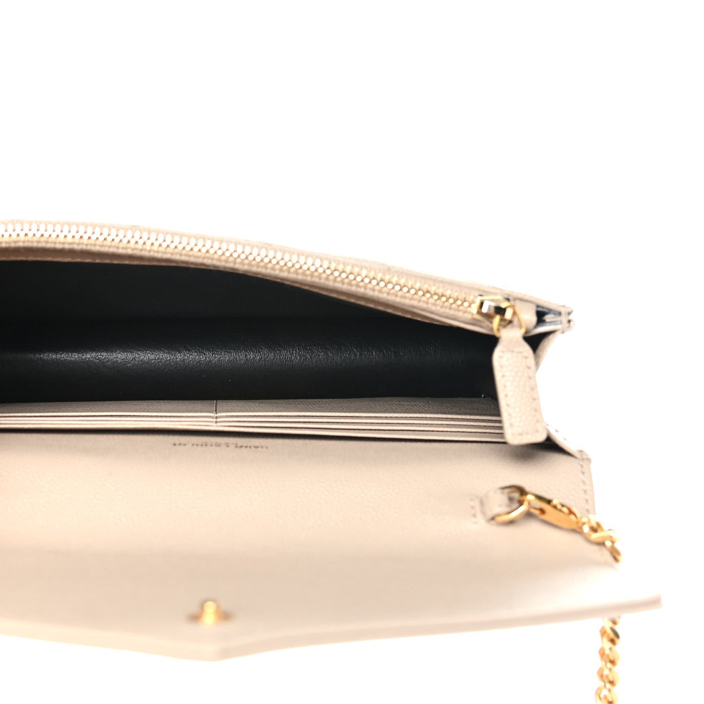 Grain De Poudre Matelasse Chevron Monogram Envelope Chain Wallet Taupe