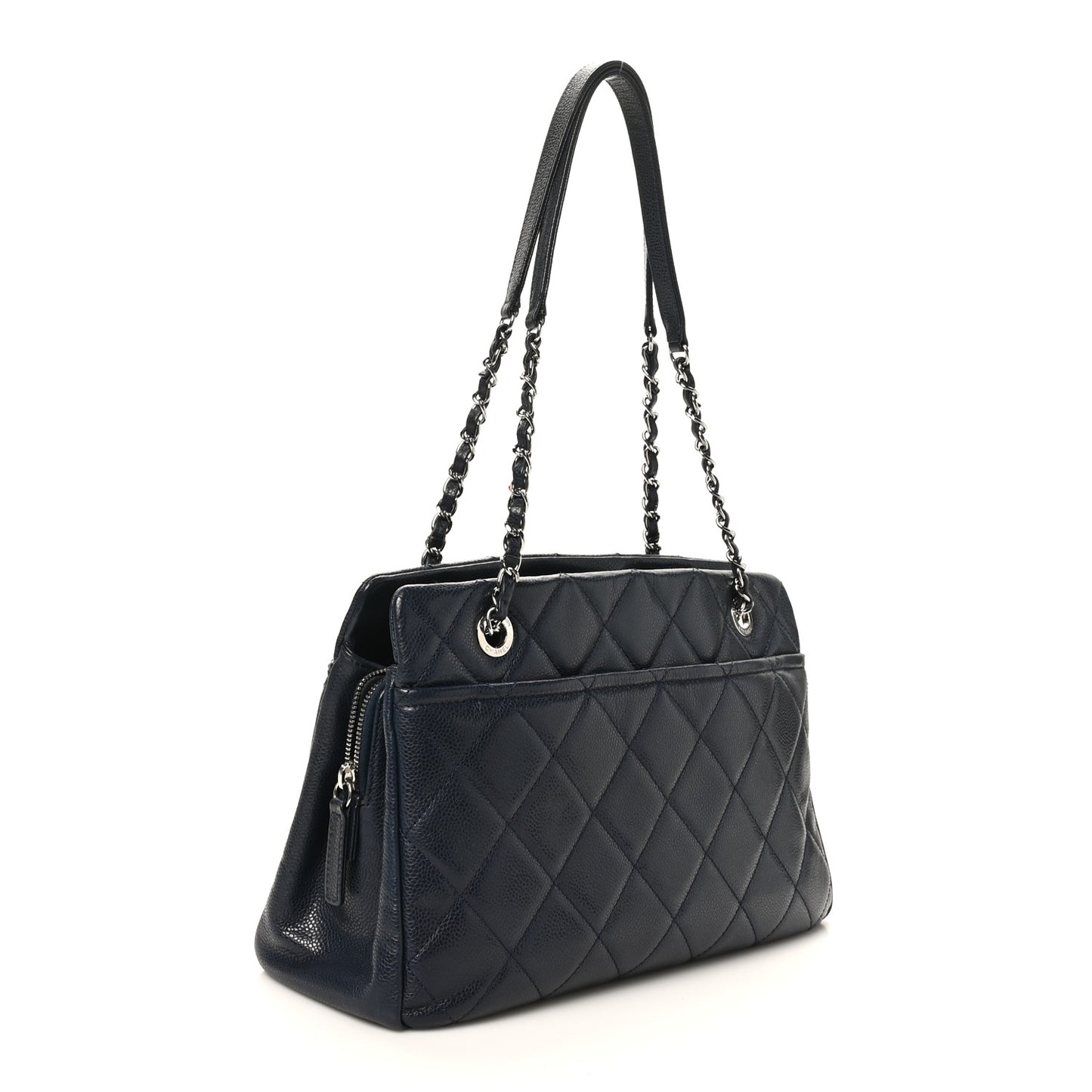 Caviar Quilted Timeless CC Soft Tote Navy Blue
