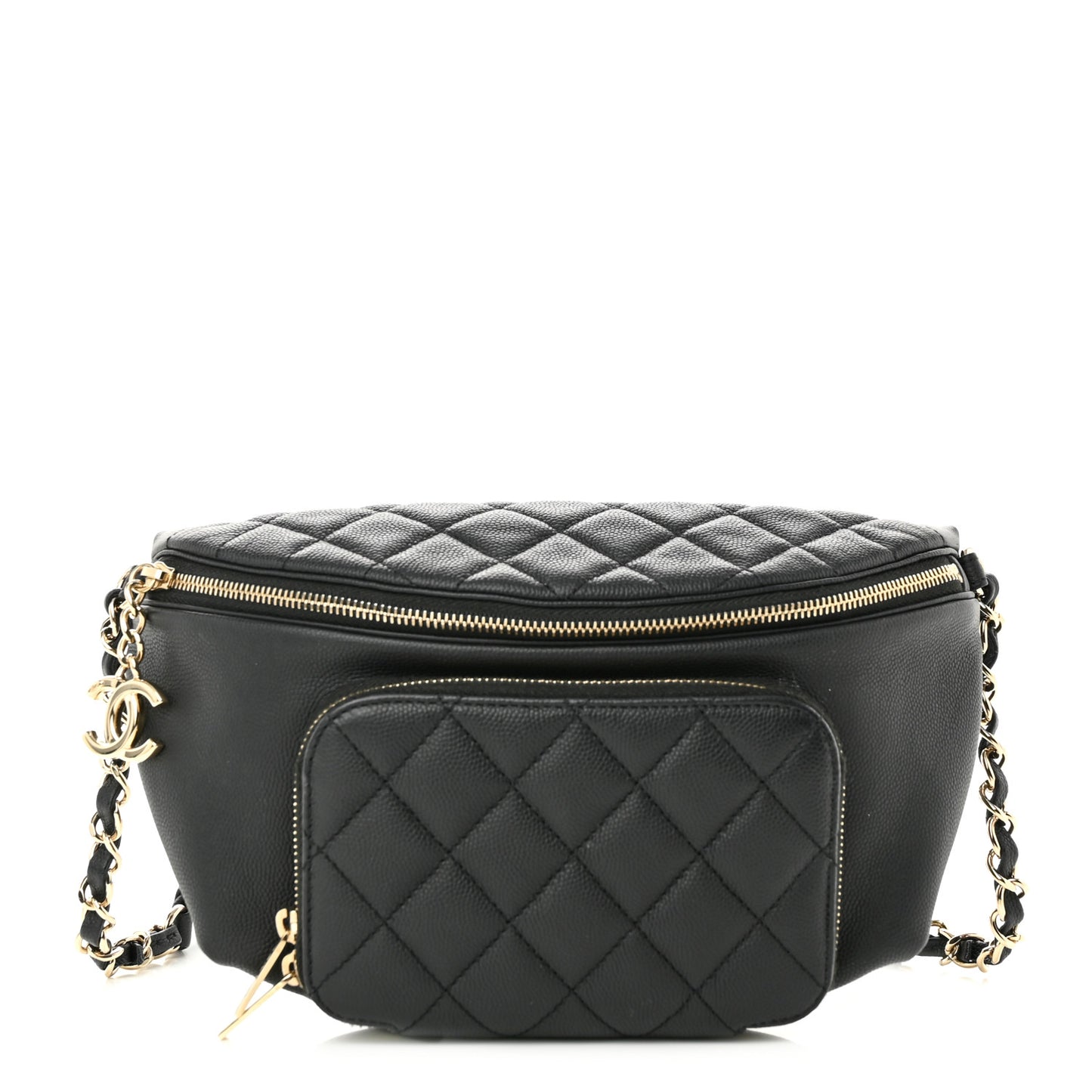 Caviar Quilted Business Affinity Waist Belt Bag Black