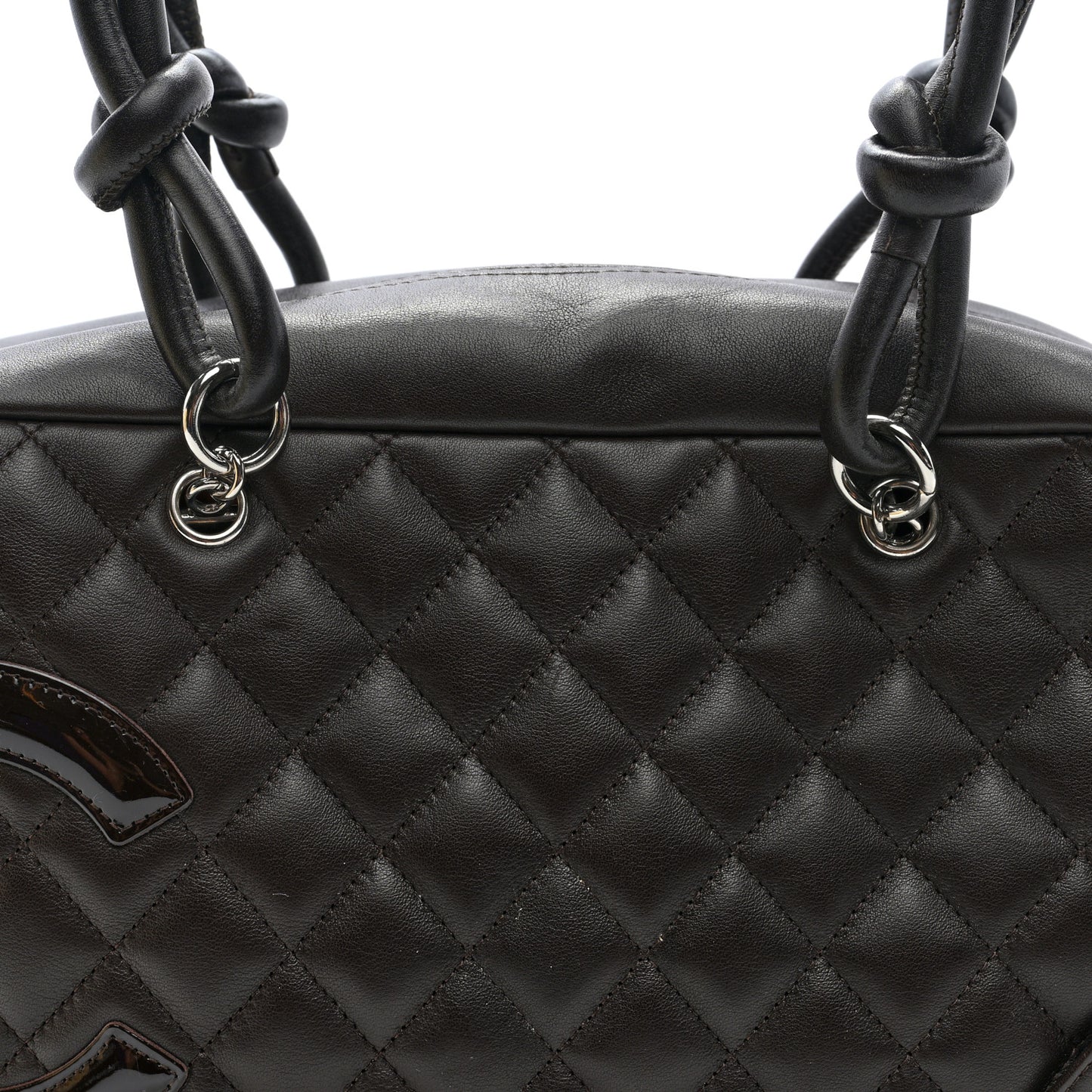 Calfskin Quilted Large Cambon Bowler Brown