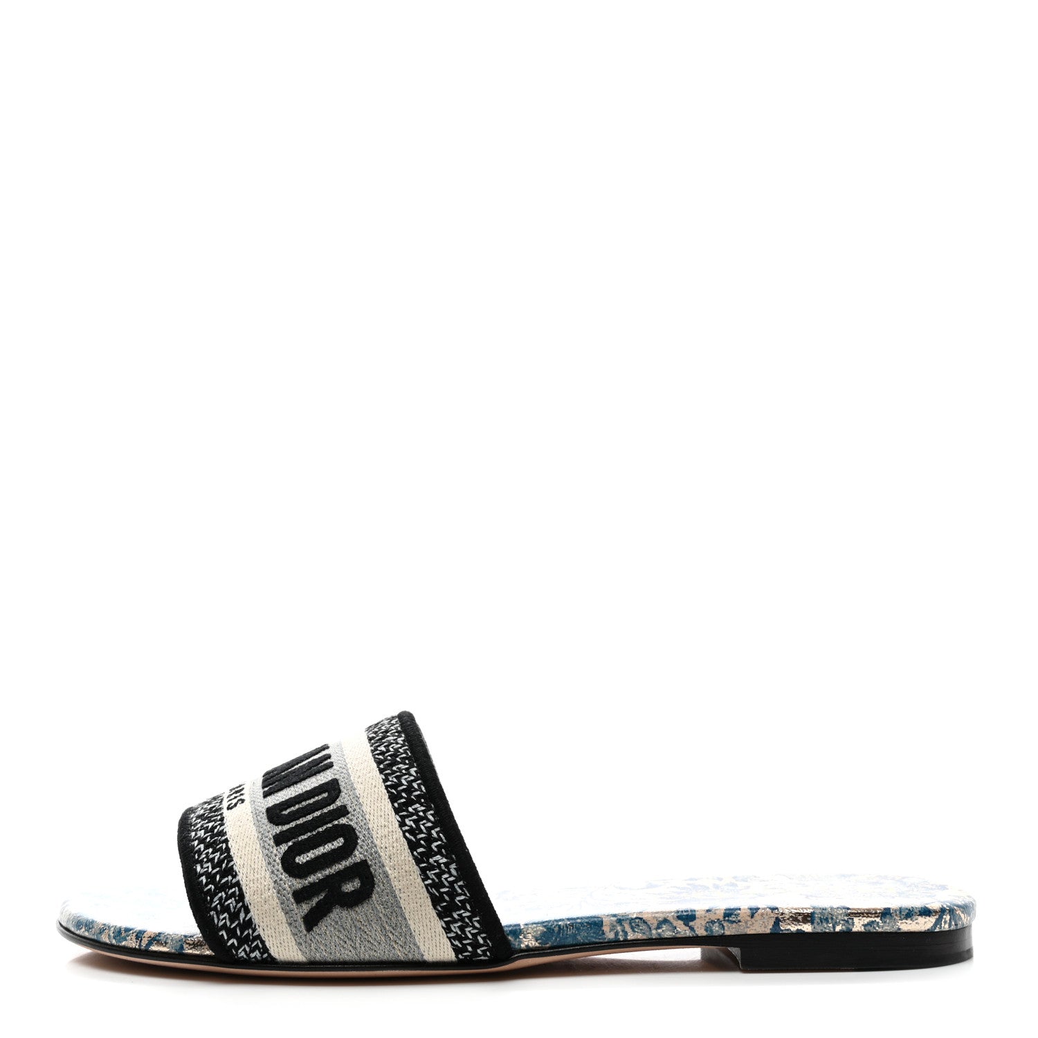 Christian Dior Canvas Brocart Embroidered Dway Mules Slide Sandals 36 Canard 1 of 9