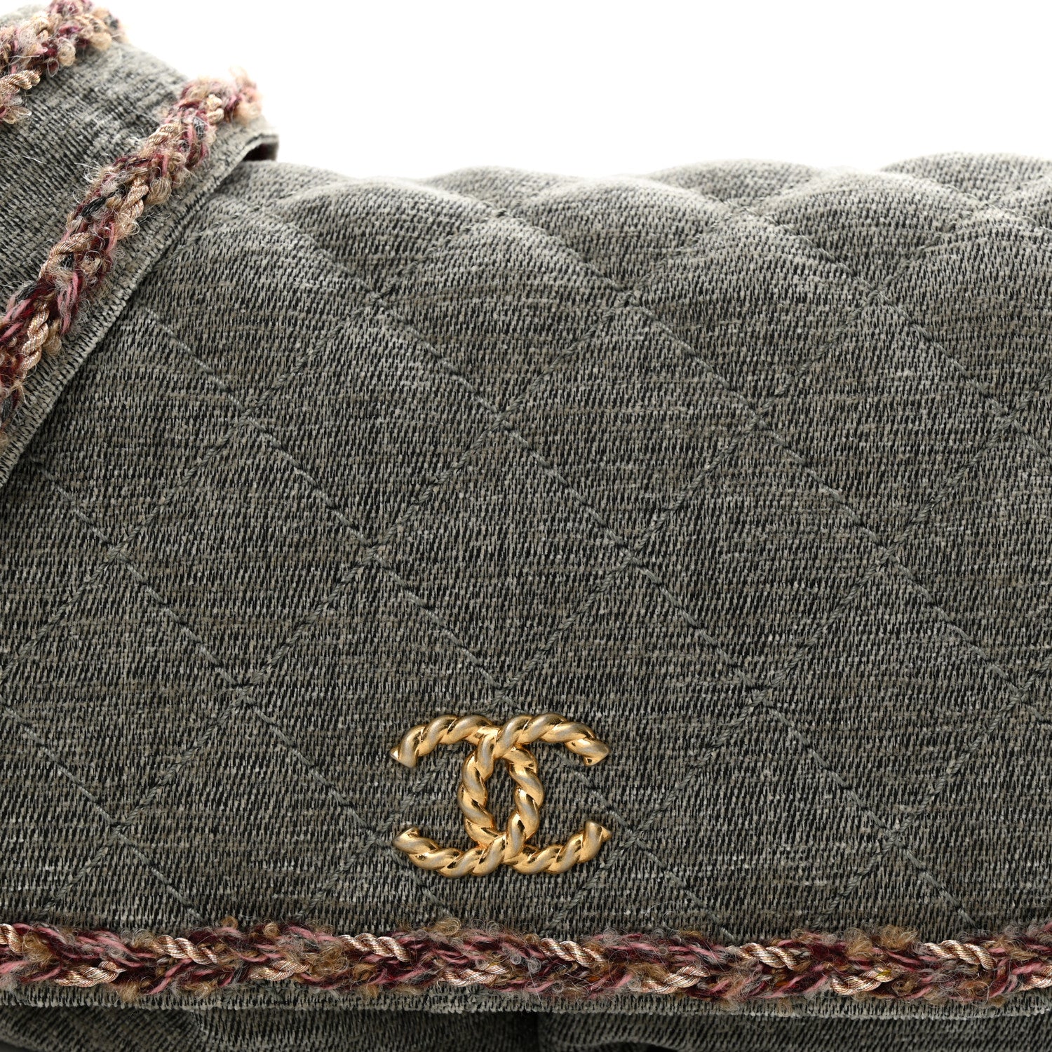 Chanel Wool Velvet Quilted Parisian Stroll Messenger Grey 8 of 11