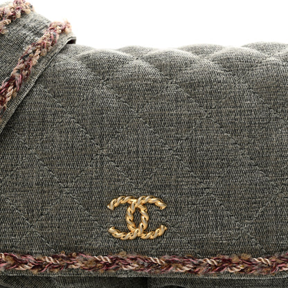 Chanel Wool Velvet Quilted Parisian Stroll Messenger Grey 8 of 11