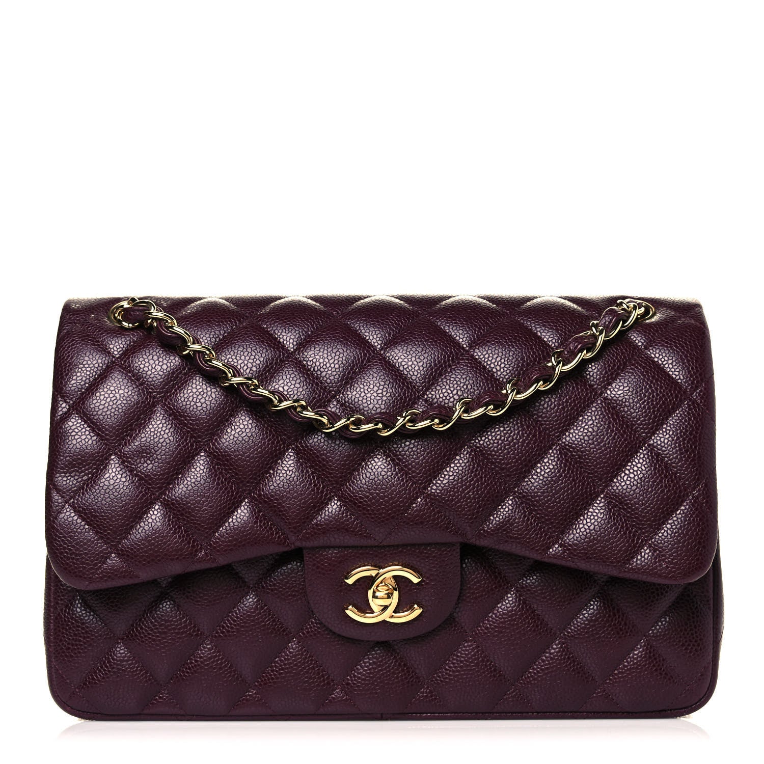 Chanel Caviar Quilted Jumbo Double Flap Burgundy 1 of 8