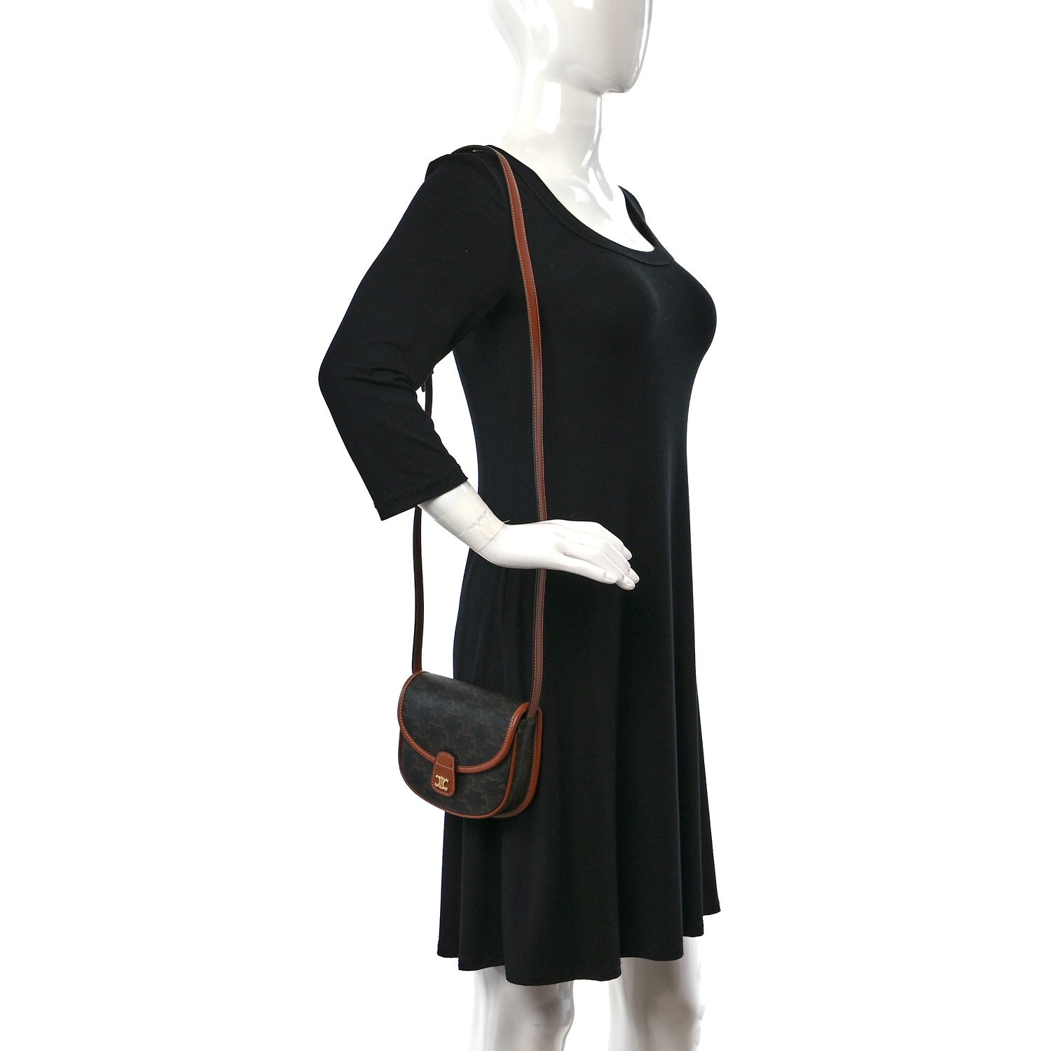 Celine Canvas Calfskin Triomphe Mini Besace Tan 2 of 8
