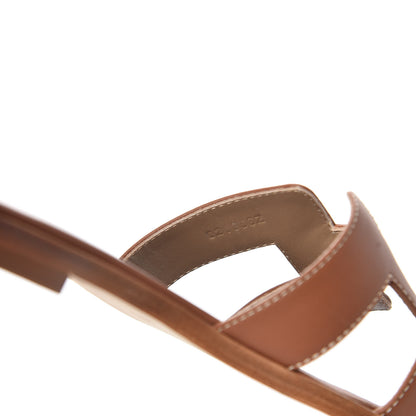 Hermes Box Calfskin Oran Sandals 36.5 Gold 8 of 9