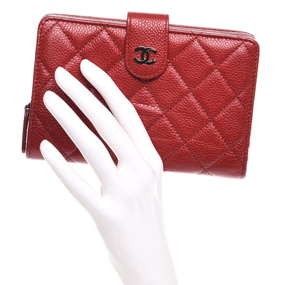 Chanel Caviar Quilted Zipped Pocket Wallet Red 2 of 9