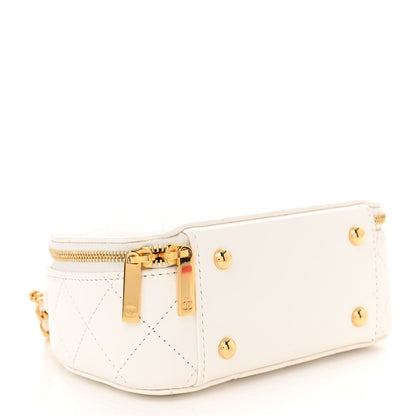 Chanel Lambskin Quilted Small Chic Riviera Top Handle Vanity Case White 4 of 10