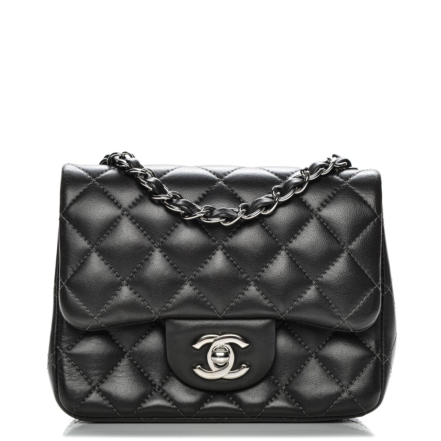 Chanel Lambskin Quilted Mini Square Flap Dark Grey 1 of 14