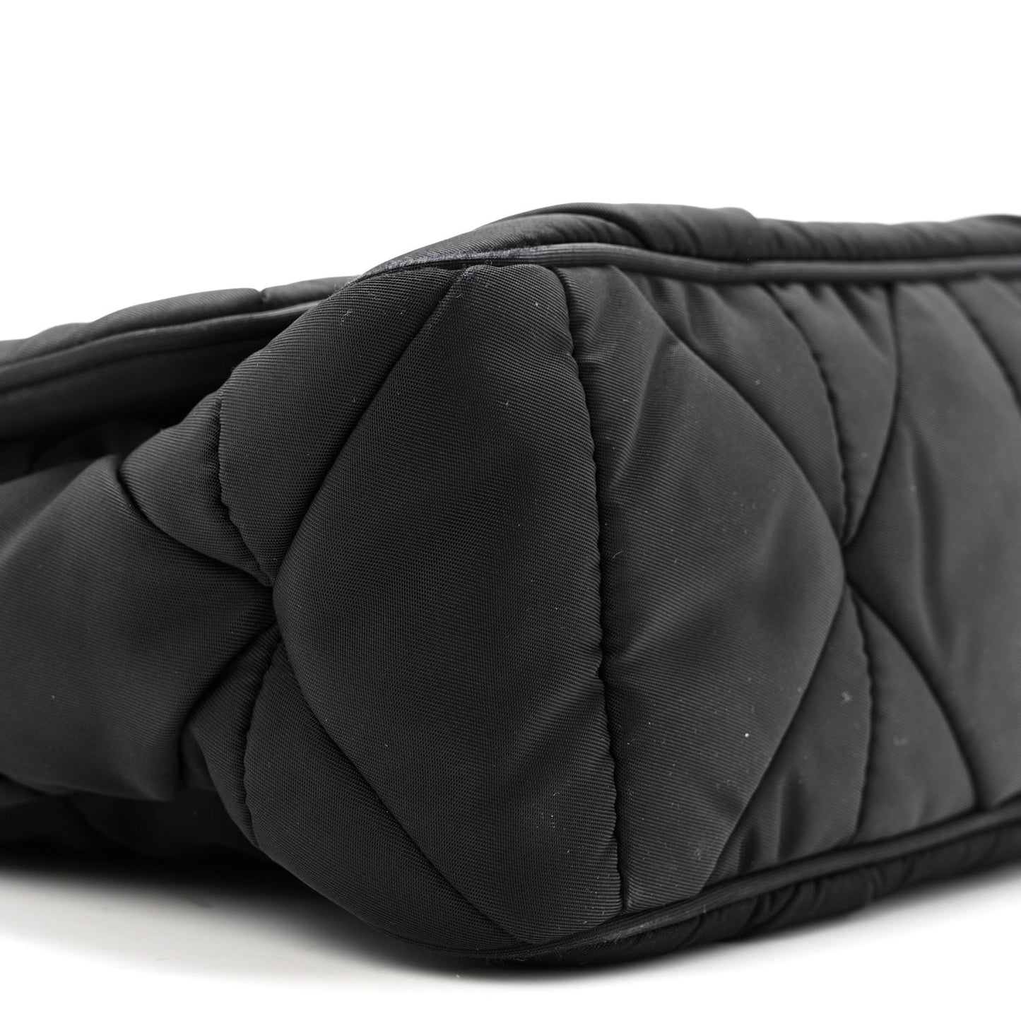 Re-Nylon Quilted Padded Flap Shoulder Bag Black