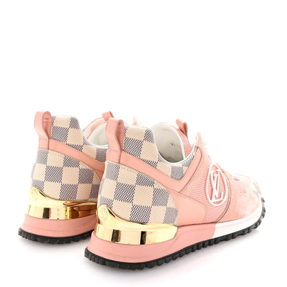 Louis Vuitton Suede Damier Azur Run Away Sneakers 37 Pink 6 of 9