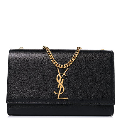 Saint Laurent Grain De Poudre Medium Classic Monogram Kate Satchel Black 1 of 9