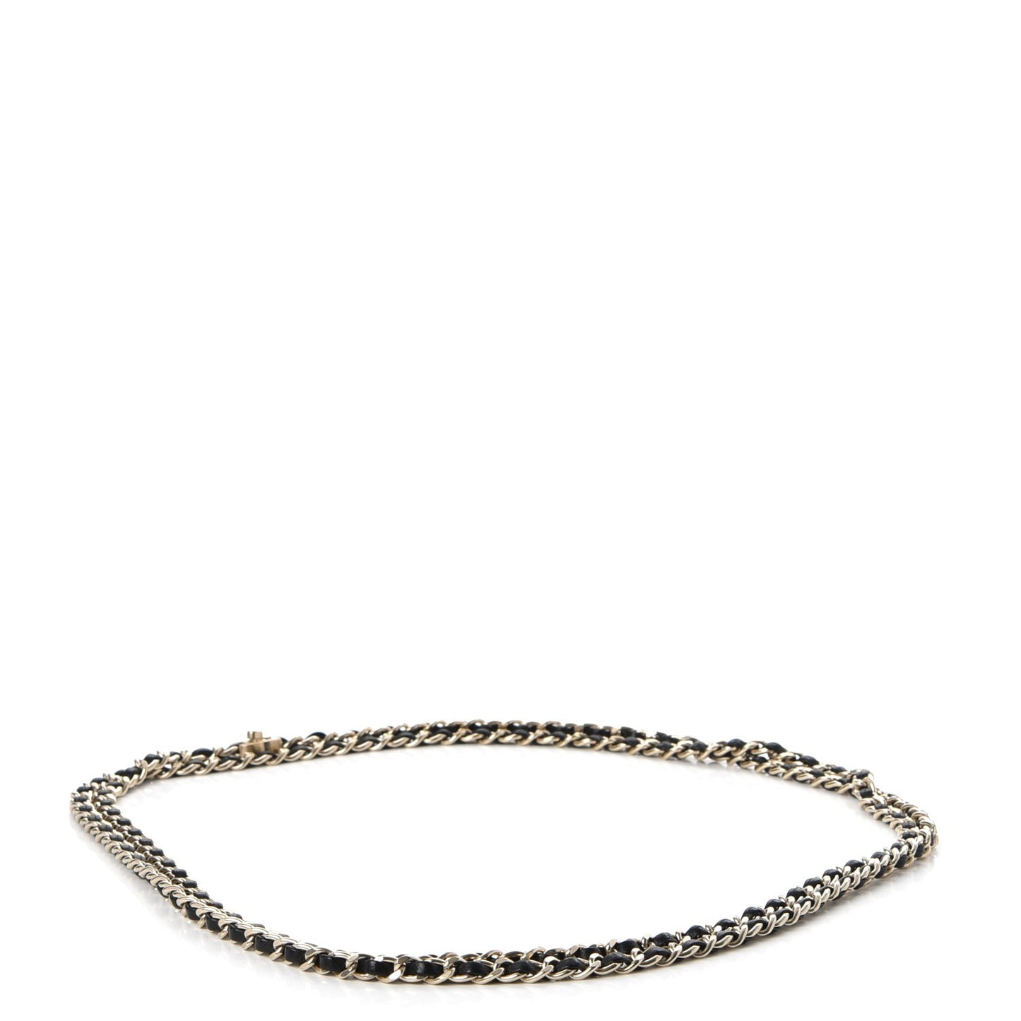 Lambskin CC Turn Lock Chain Belt Black Gold