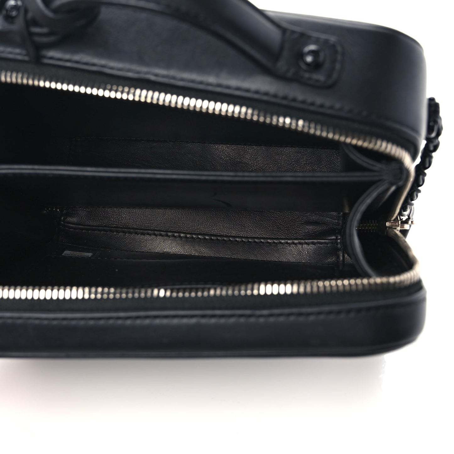 Lambskin Quilted Small CC Filigree Vanity Case Black