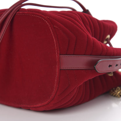 Gucci Velvet Matelasse GG Marmont Bucket Bag Hibiscus Red 9 of 10