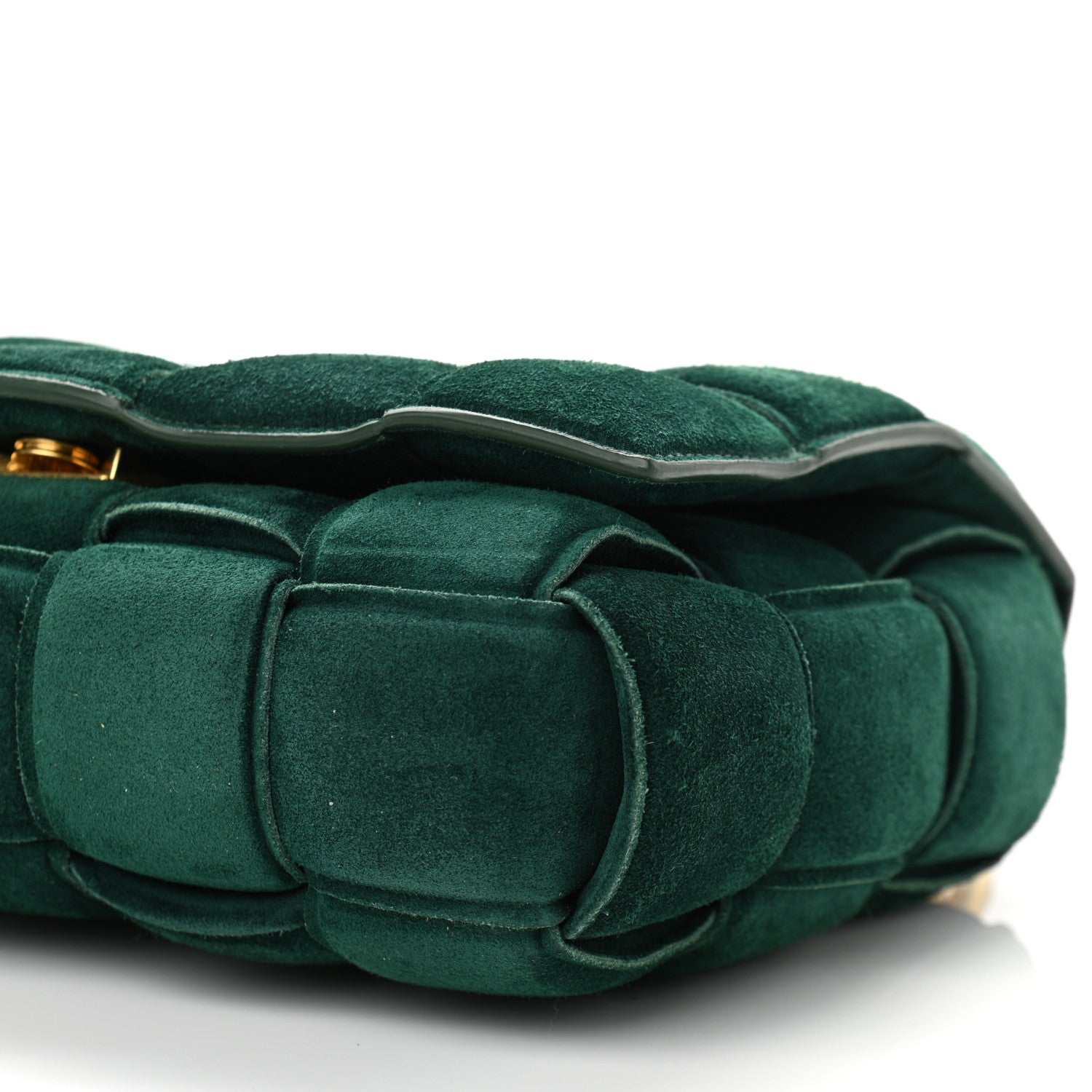 Bottega Veneta Suede Maxi Intrecciato Padded Chain Cassette Crossbody Bag Emerald Green 9 of 10