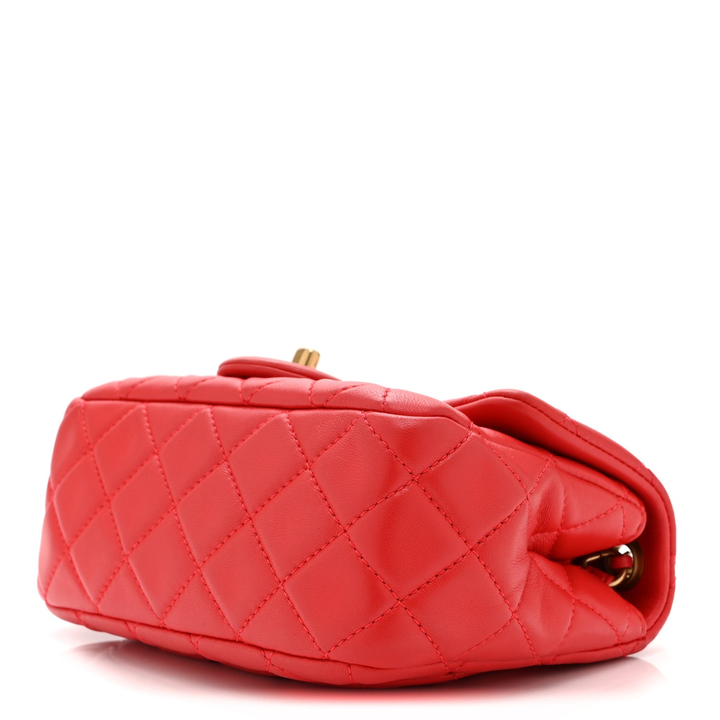 Lambskin Quilted Mini Pearl Crush Flap Red