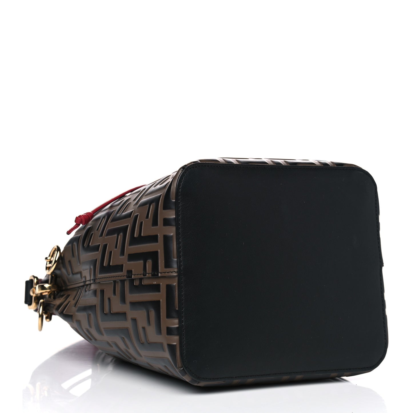 Vitello Grace F is Fendi Bi-Color FF 1974 Embossed Grande Mon Tresor Bucket Bag Maya Black Fragola