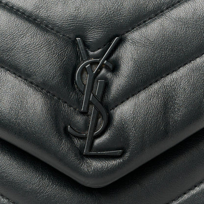 Saint Laurent Calfskin Y Quilted Monogram Monochrome Toy Loulou Crossbody Bag Black 9 of 11