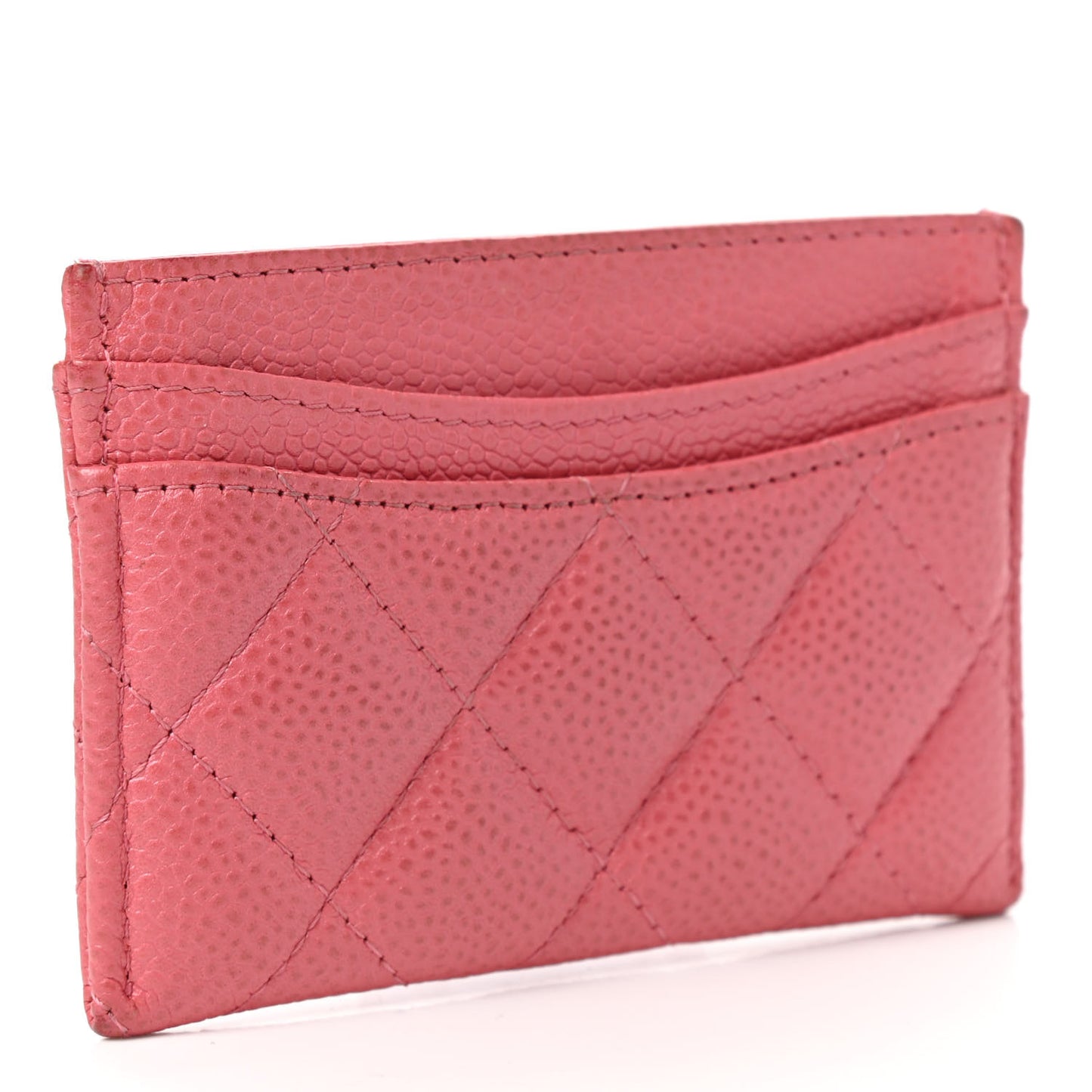 Caviar Quilted Card Holder Pink