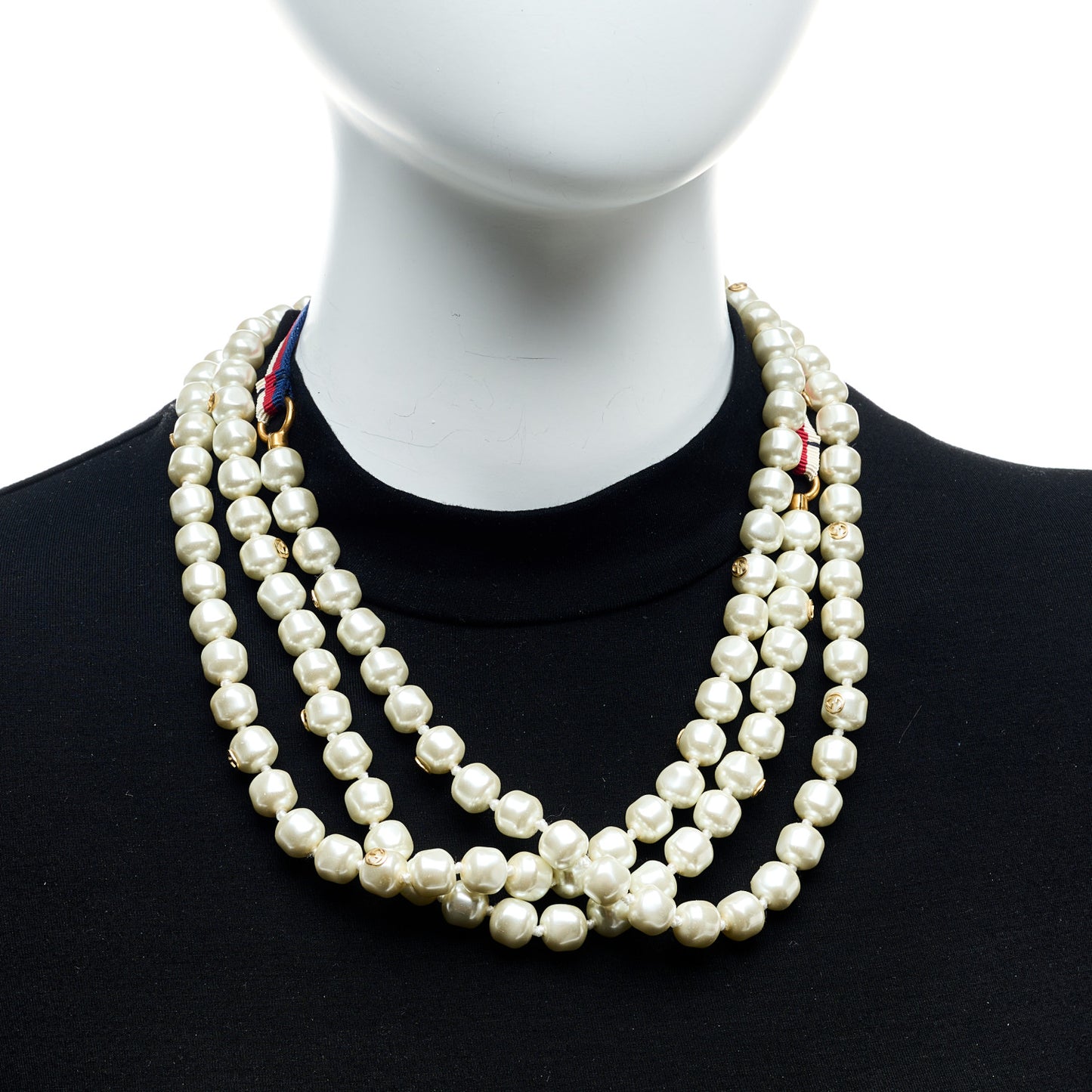 Pearl Ribbon Feline Strand Necklace